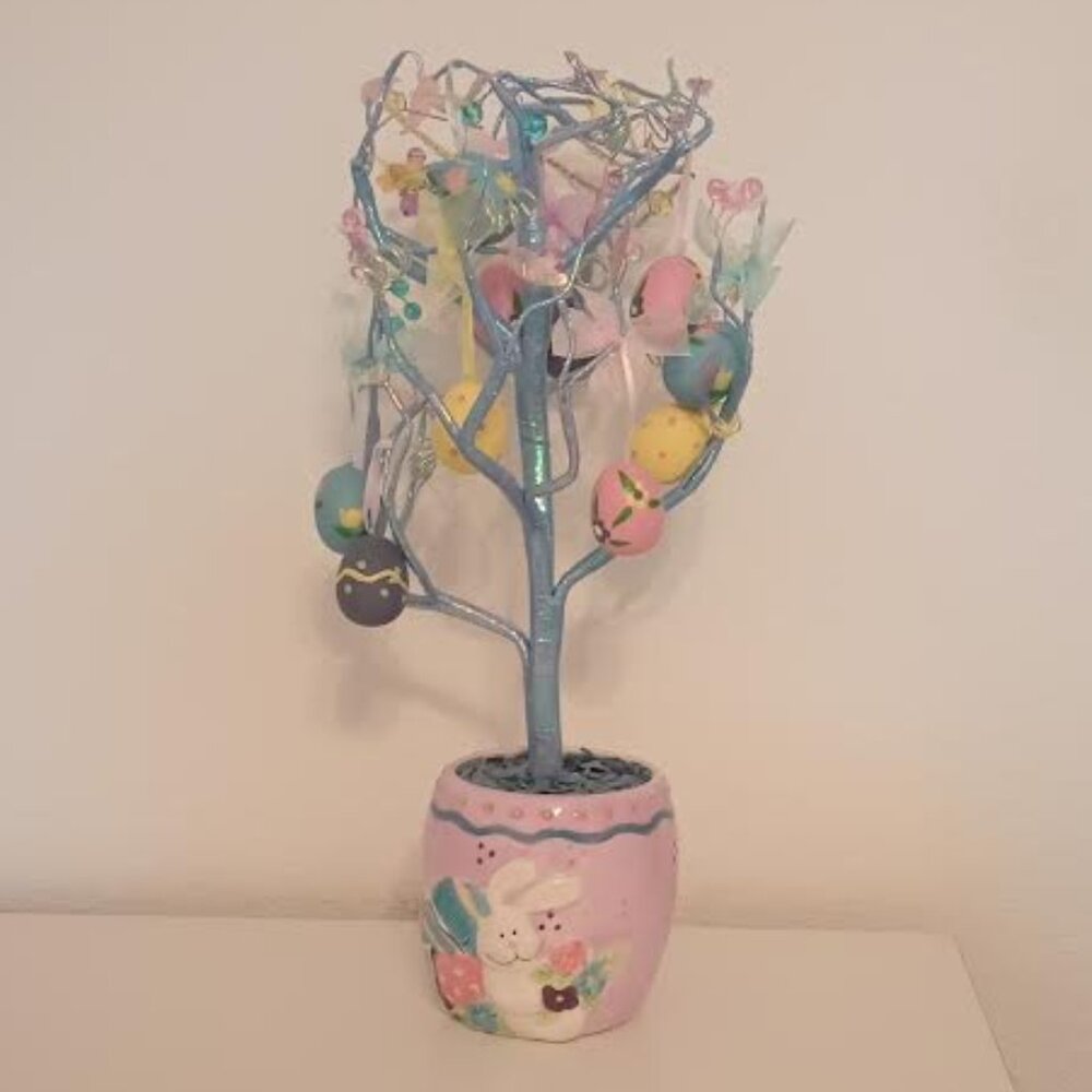 VINTAGE 16" EASTER JUBILEE EASTER TREE WITH HANGING ORNAMENTS KMART NEW